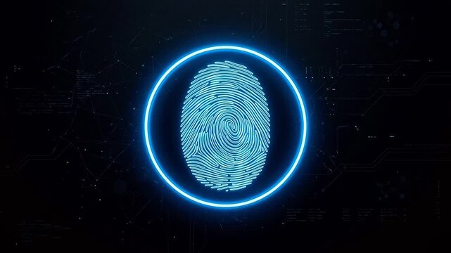 Fingerprint biometric scan graphic representing smart infrastructure and connectivity