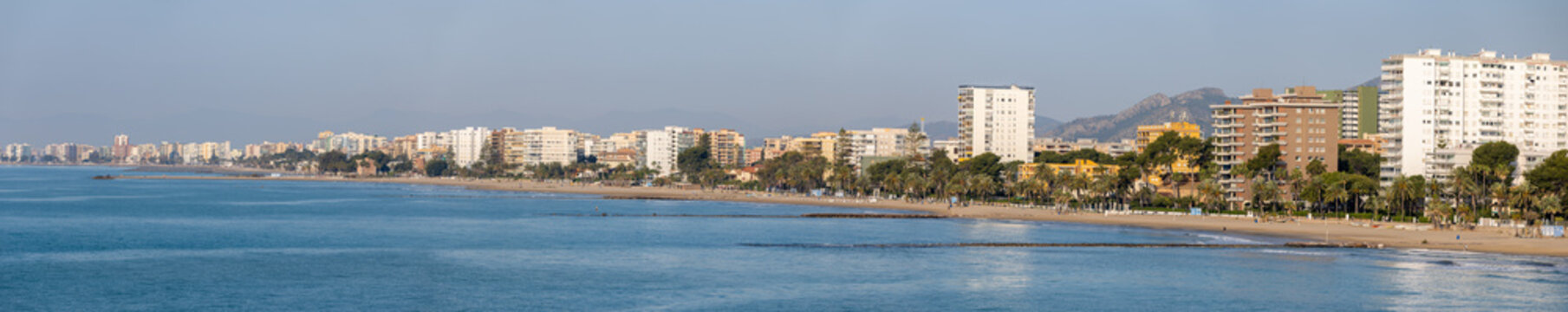 Benicasim Beach Panorama on the Mediterranean Coast, Castellon, Spain