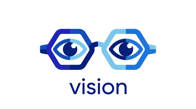 This logo cleverly integrates glasses and eyes, symbolizing perception and insight, making it suitable for businesses centered around vision and optics services or products.