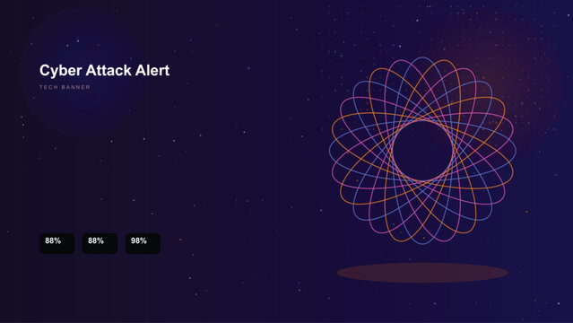 Cyber attack alert digital protection shield with binary code background Vector