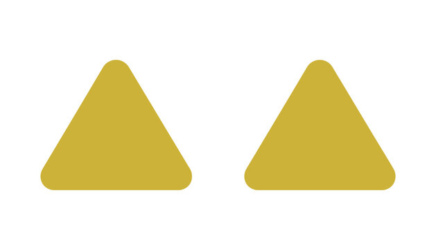 Abstract gold triangle shape icon set for geometric graphic design and modern user interface elements featuring smooth rounded corners