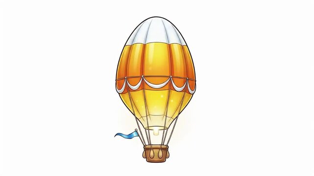 Illustration of a colorful, classic hot air balloon against a plain white background