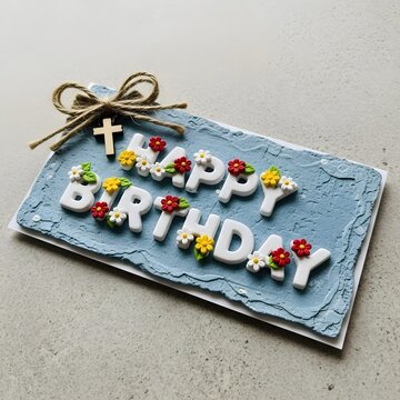 Charming 'happy birthday' cake a sweet celebration with flowers and frosting