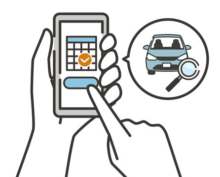 スマホで車検予約をするイラスト