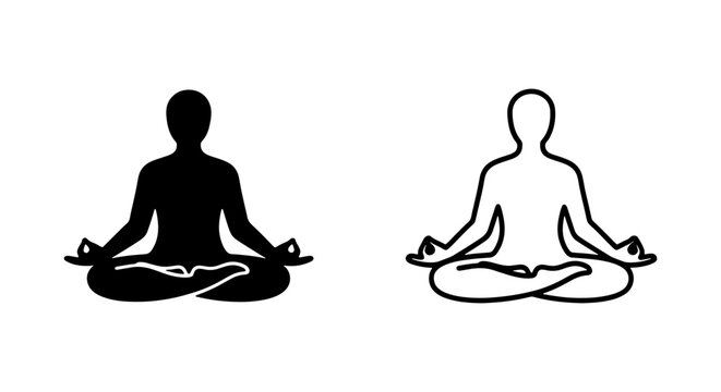 Black and white silhouette of a person meditating in lotus position