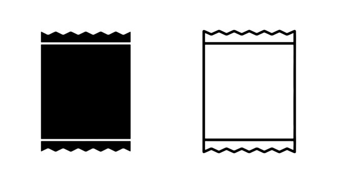 Black and white postage stamp icons with wavy edges and horizontal lines