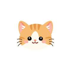 Fototapeta premium cute cartoon kitten face with soft orange tabby pattern