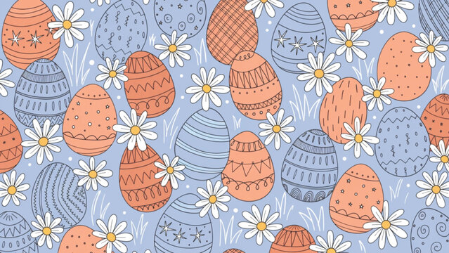 Seamless repeating Easter pattern with soft pastel  background