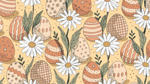 Seamless repeating Easter pattern with soft pastel  background