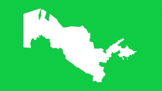 Uzbekistan map pop animation with green background