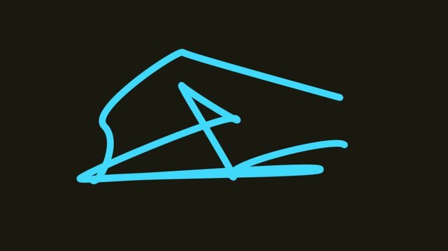 Glowing white neon squiggle line on black background minimalist abstract design