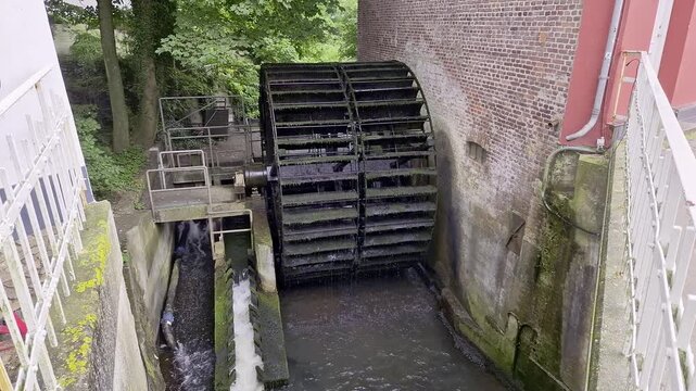 Historic Water Wheel at Ribe Watermill, Southern Denmark, Summer