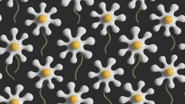Seamless pattern of small white daisy flowers vector background