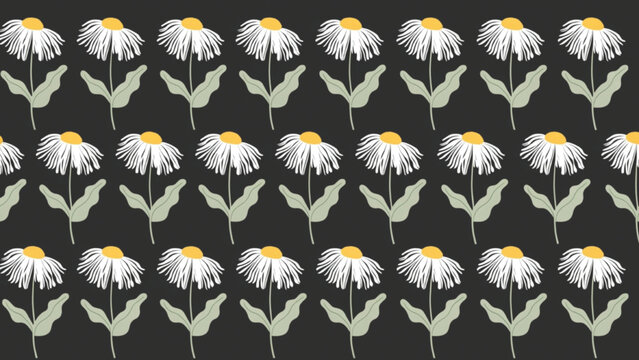Seamless pattern of small white daisy flowers vector background