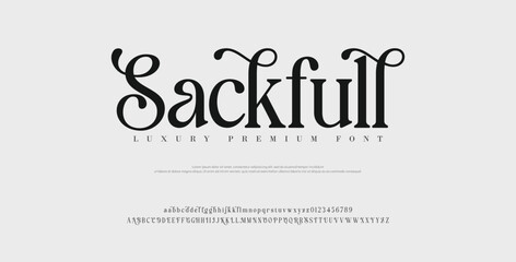 Sackfull, Minimal luxury font alphabet logo. Typography beauty fashion elegant minimalist serif italic fonts decorative wedding vintage retro logos. vector illustration © MOHXXIN