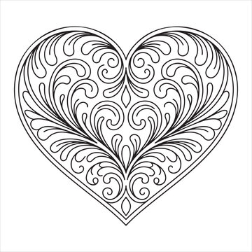 Intricate floral heart design with symmetrical swirls