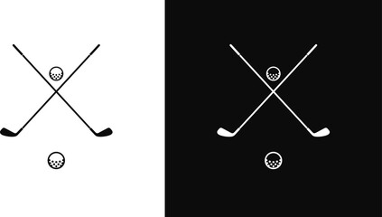 Naklejka premium Golf logo vector. Isolated golf ball and golf stick with trophy vector illustration 