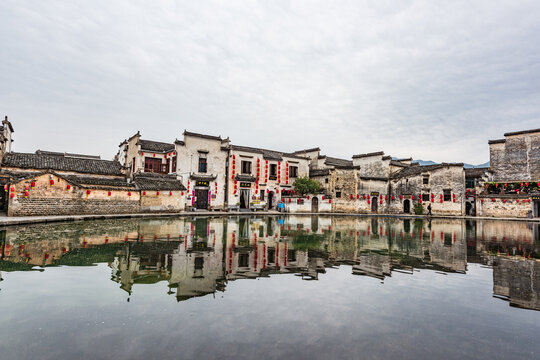 Evening scenery of Hongcun Ancient Town, Shexian County, Anhui Province