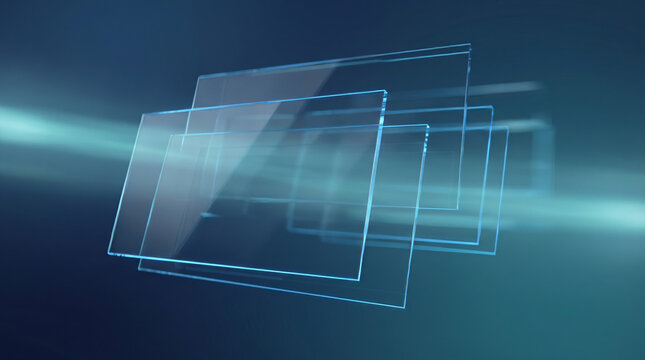 Glowing Blue Rectangular Prisms in Dark Background