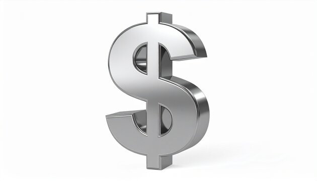 A shiny metallic dollar sign stands upright, reflecting light, symbolizing wealth and finance.