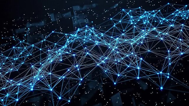 Abstract network of glowing nodes and connections ideal for tech startups and software promos
