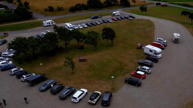 Aerial View of Car Park at Marsk Tower Visitor Area, Ribe, Denmark