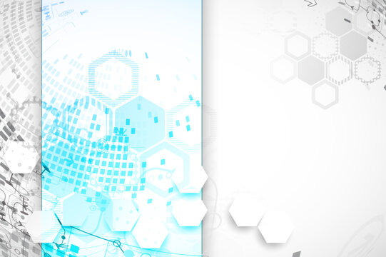 Abstract communication technology design background with highlighted blue sector.
