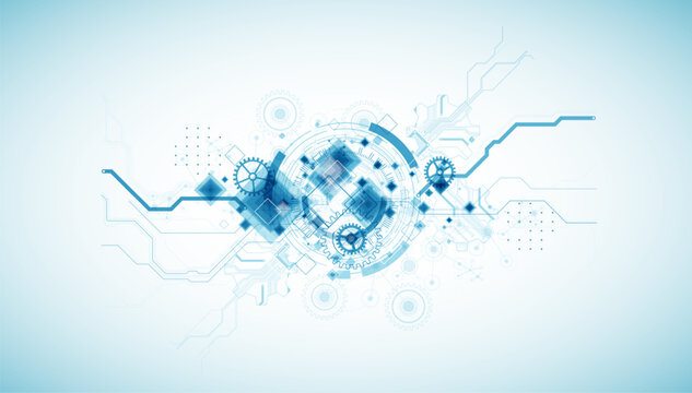 Abstract  technological background  with cogwheels and plexus effect. Vector