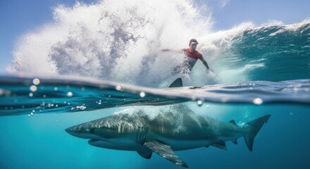 Fototapeta premium man and shark