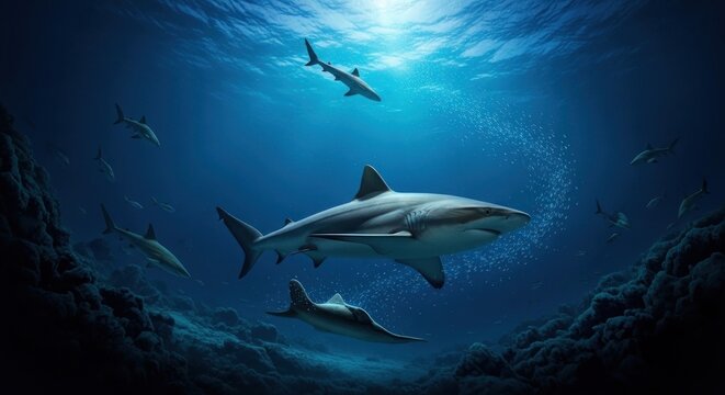 sharks in the sea