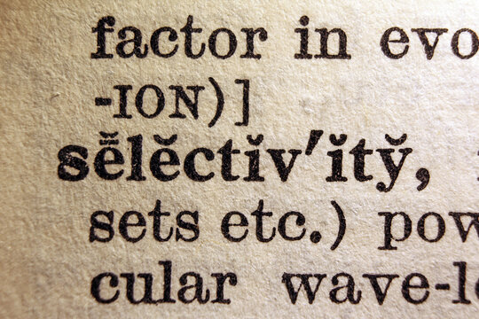 Word selectivity on dictionary page, macro close up
