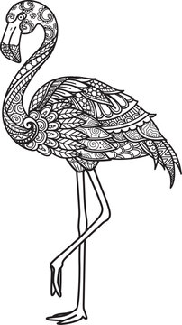 Abstract mandala flamingo for coloring page, decoration, laser cut,engraving and so on.Vector illustration for page size 8.5x11 inches