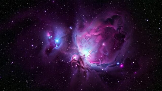 Abstract deep space nebula cloud with glowing stars and galaxy.