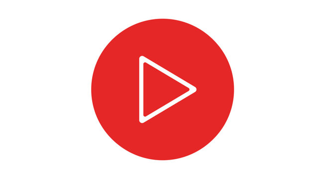 Red play button icon symbol.