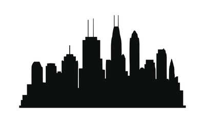 Obraz premium Cityscape skyline silhouette illustration vector art simple graphic design building city modern.