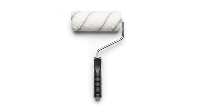 Paint roller tool isolated on white background for diy and home improvement