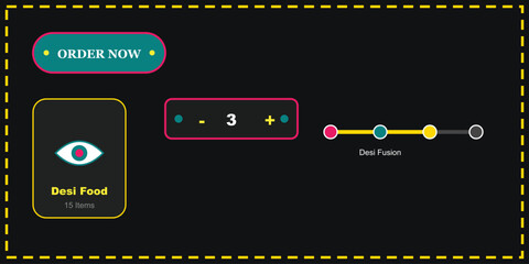 A creative web design ui template featuring a video game controller and computer vector illustration set on an abstract background with business navigation menu icons and media player elements © Laiq