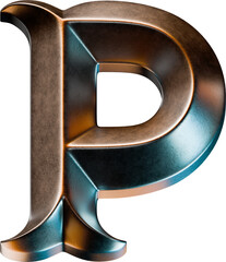 3d vintage letter in fantasy game style with bronze metallic finish © gleb_guralnyk