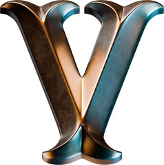 3d vintage letter in fantasy game style with bronze metallic finish © gleb_guralnyk