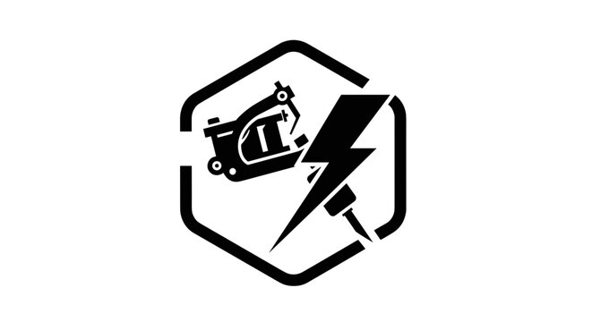 Tattoo machine with lightning bolt.