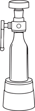 Bottle capper Beer Brewing Equipment Hand-drawn Sketch Drawing Vector Illustration, Line Linear Symbol Black and White Engraving, Isolated