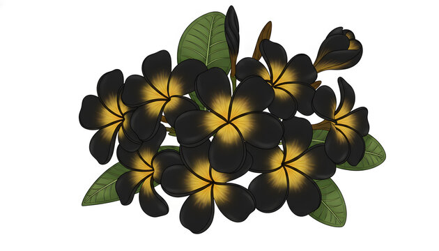 Gothic Plumeria Flower Bouquet Isolated on White background