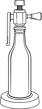 Bottle capper (bench) Beer Brewing Equipment Hand-drawn Sketch Drawing Vector Illustration, Line Linear Symbol Black and White Engraving, Isolated