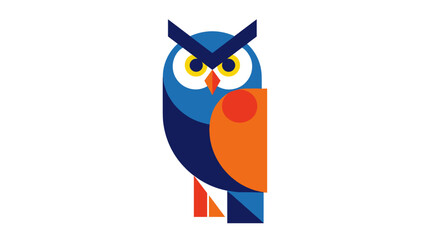Fototapeta premium Geometric Blue Cartoon Owl.