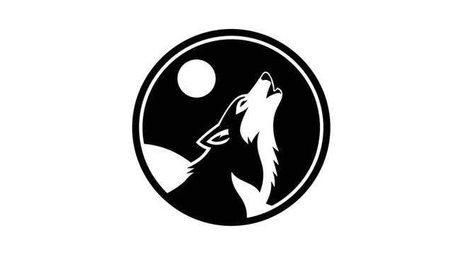 Wolf howling at full moon.