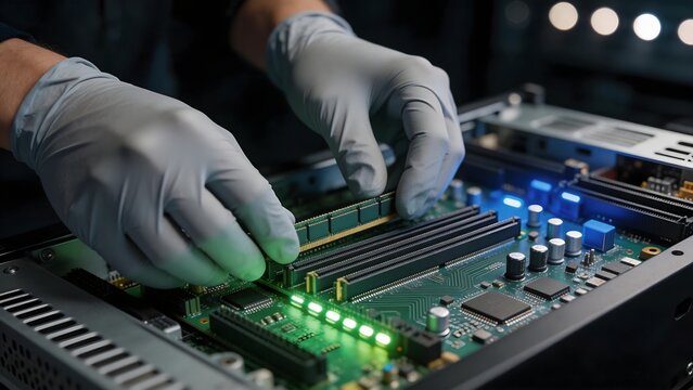 Person Installing RAM in a Computer