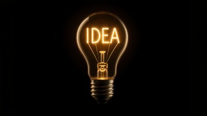 Fototapeta premium A glowing light bulb with the word 