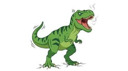 Obraz premium Cute and Angry Tyrannosaurus Rex Cartoon Character Illustration Set