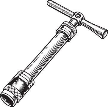 Siphon or racking cane Beer Brewing Equipment Hand-drawn Sketch Drawing Vector Illustration, Line Linear Symbol Black and White Engraving, Isolated