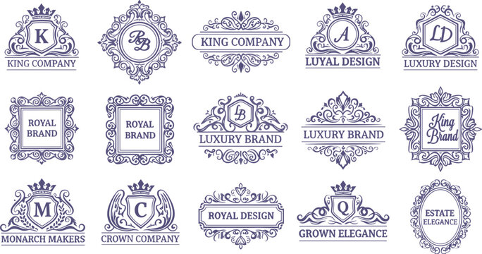Elegant vintage luxury brand monogram logos set